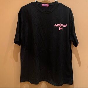 Edikted Short Sleeve T-Shirt US OS Black Pink Ribbon NWT
